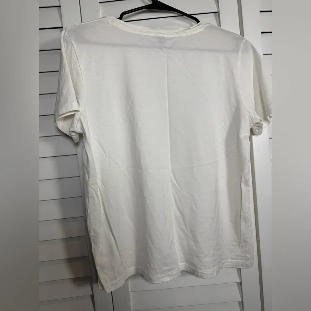 J. Crew White Embellished Short Sleeve Tee Size Small
